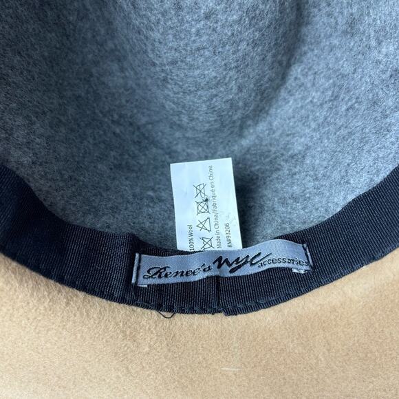 Renee's NYC Gray & Camel Color Block 100% Wool Fedora Rancher - Picture 6 of 7